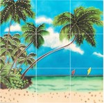 PALM W/ SAIL TILE MOSAIC