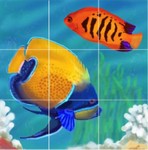 YELLOW ANGEL FISH TILE MOSAIC