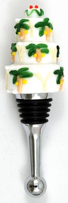 GLASS WEDDING CAKE BOTTLE STOPPER, 6/SET ($5.75/PC) 11050