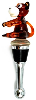 GLASS MONKEY BOTTLE STOPPERS, 6/SET ($5.75/PC) 11355