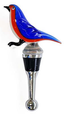 GLASS BLUEBIRD BOTTLE STOPPERS, 6/SET ($5.75/PC) 11100