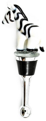 GLASS ZEBRA BOTTLE STOPPERS, 6/SET ($5.75/PC) 11350