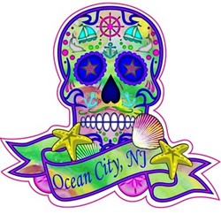 5" Large Sugar Skull Multi-Colored Sticker Decal 76080-5S